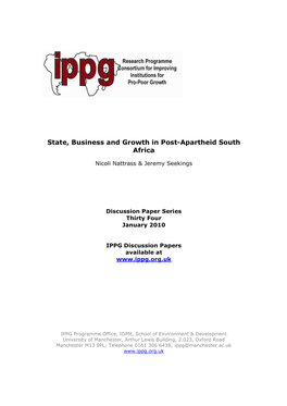 State, Business and Growth in Post-Apartheid South Africa