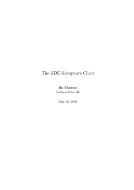 The KDE Kroupware Client