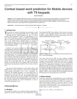 Context Based Word Prediction for Mobile Devices with T9 Keypads Apoorva Saxena