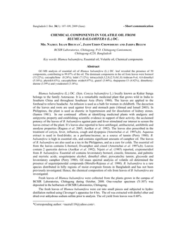 Chemical Components in Volatile Oil from Blumea Balsamifera (L.) Dc