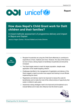 How Does Nepal's Child Grant Work for Dalit Children and Their