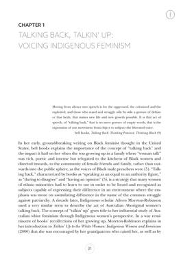 Talking Back, Talkin' Up: Voicing Indigenous Feminism