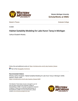 Habitat Suitability Modeling for Lake Huron Tansy in Michigan