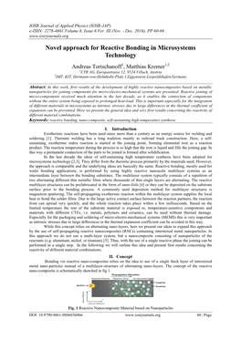 Novel Approach for Reactive Bonding in Microsystems Technology