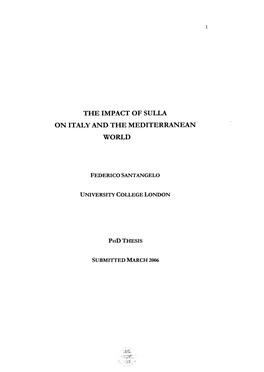 The Impact of Sulla on Italy and the Mediterranean World