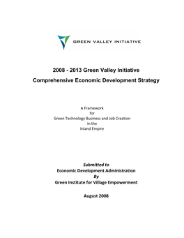 2008 - 2013 Green Valley Initiative Comprehensive Economic Development Strategy