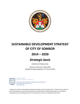 Sustainable Development Strategy of City of Sombor 2014 – 2020
