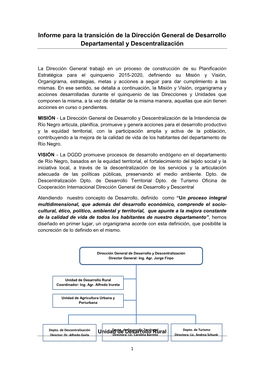 Informe Para La Transición De La Dirección General De Desarrollo Departamental Y Descentralización