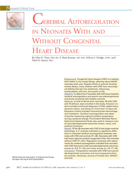 Cerebral Autoregulation in Neonates with and Without Congenital Heart Disease