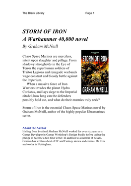 STORM of IRON a Warhammer 40,000 Novel by Graham Mcneill