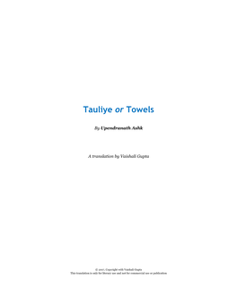 Tauliye Or Towels, a Translation