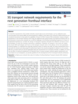 5G Transport Network Requirements for the Next Generation Fronthaul Interface J