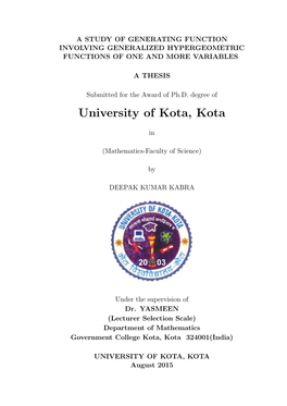 University of Kota, Kota