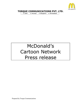 Mcdonald's Cartoon Network Press Release