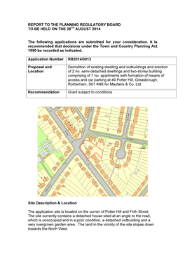 Report to the Planning Regulatory Board to Be