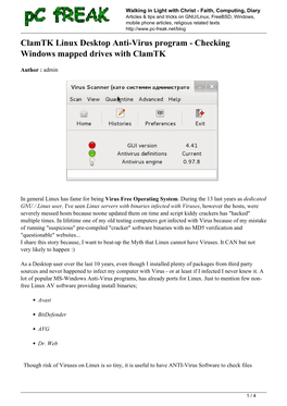 Clamtk Linux Desktop Anti-Virus Program - Checking Windows Mapped Drives with Clamtk