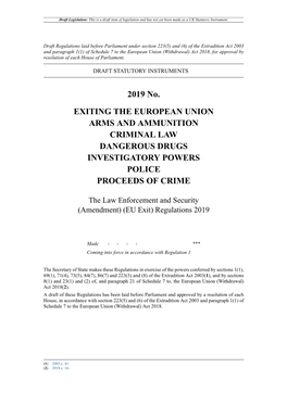 The Law Enforcement and Security (Amendment) (EU Exit) Regulations 2019
