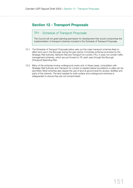 Section 12 - Transport Proposals