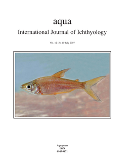 Aqua, International Journal of Ichthyology Aqua, International Journal of Ichthyology