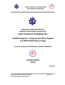 Joint Venture Company For