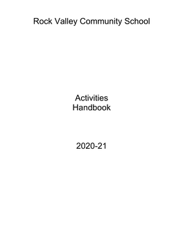 Rock Valley Community School Activities Handbook 2020-21