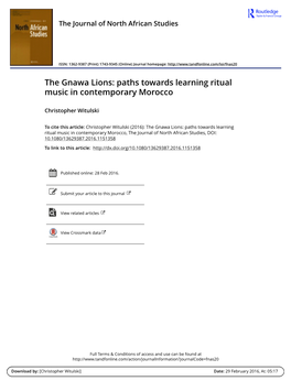 Paths Towards Learning Ritual Music in Contemporary Morocco