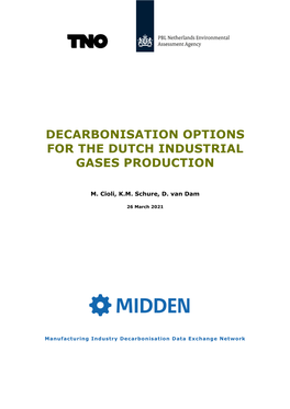 Decarbonisation Options for the Dutch Industrial Gases Production