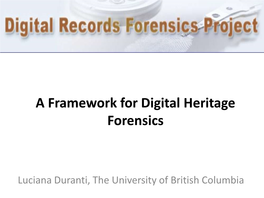 Digital Diplomatics and Digital Forensics