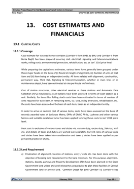 13. Cost Estimates and Financials