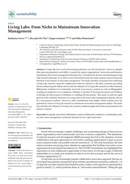 Living Labs: from Niche to Mainstream Innovation Management