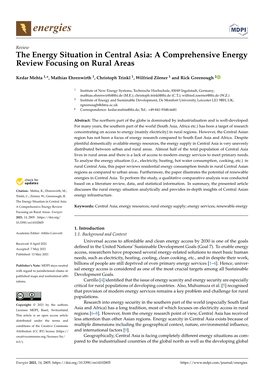 The Energy Situation in Central Asia: a Comprehensive Energy Review Focusing on Rural Areas