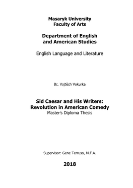 Department of English and American Studies Sid Caesar and His Writers