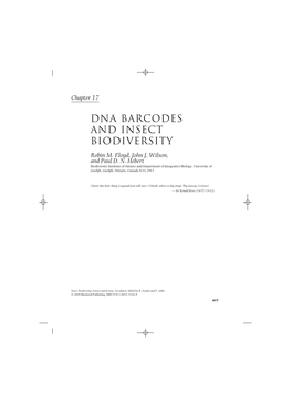 DNA Barcodes and Insect Biodiversity