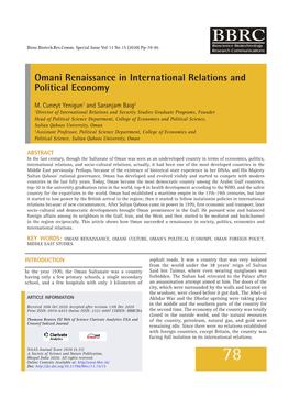 Omani Renaissance in International Relations and Political Economy