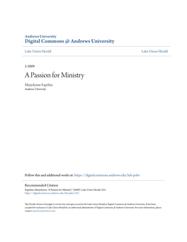 A Passion for Ministry Marjolynne Espeleta Andrews University