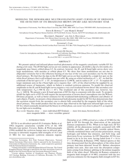 MODELING the REMARKABLE MULTIWAVELENGTH LIGHT CURVES of EF ERIDANUS: the DETECTION of ITS IRRADIATED BROWN DWARF–LIKE SECONDARY STAR Thomas E