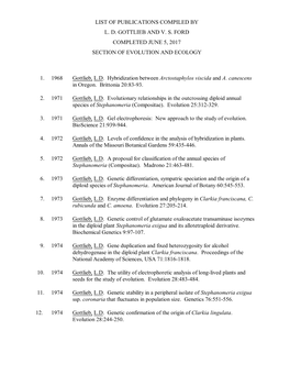 List of Publications Compiled by L. D. Gottlieb and V. S