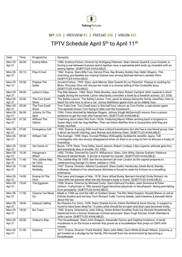 TPTV Schedule April 5Th to April 11Th