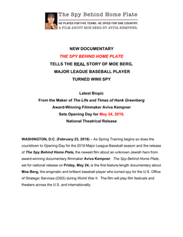 New Documentary the Spy Behind Home Plate Tells the Real Story of Moe Berg, ​ ​ Major League Baseball Player Turned Wwii Spy