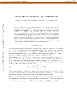 Math.GT] 29 Aug 2020 This Extends Classical Results on the Signatures of Smooth Branched Covers [17, 26]