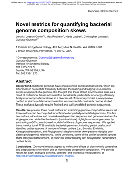Novel Metrics for Quantifying Bacterial Genome Composition Skews