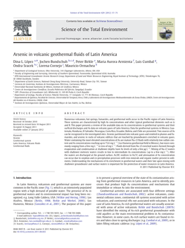 Arsenic in Volcanic Geothermal Fluids of Latin America