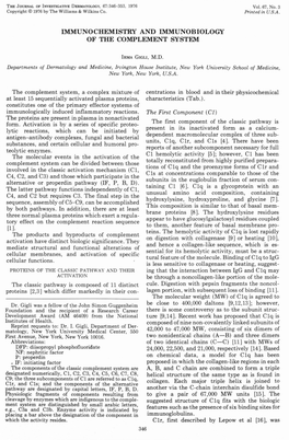 Immunochemistry and Immunobiology of the Complement System