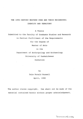 The 18Th Century Western Cree and Their Neighbours