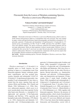 Flavonoids from the Leaves of Betalain-Containing Species, Phytolacca Americana (Phytolaccaceae)