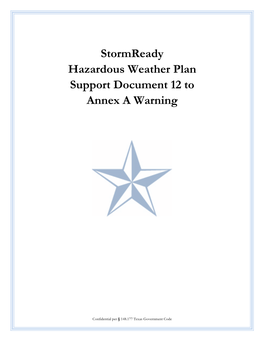 Stormready Hazardous Weather Plan Support Document 12 to Annex a Warning