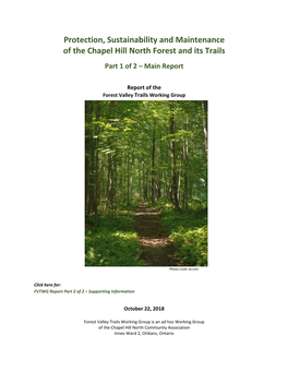 Protection, Sustainability and Maintenance of the Chapel Hill North Forest and Its Trails Part 1 of 2 – Main Report