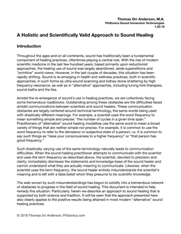 A Holistic and Scientifically Valid Approach to Sound Healing