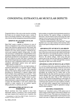 Congenital Extraocular Muscular Defects