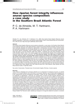 How Riparian Forest Integrity Influences Anuran Species Composition: a Case Study in the Southern Brazil Atlantic Forest